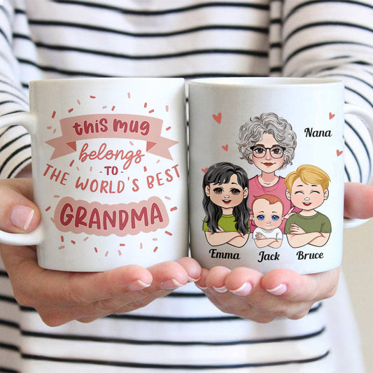 Cette tasse appartient à la meilleure grand-mère - Tasse personnalisée pour grand-mère