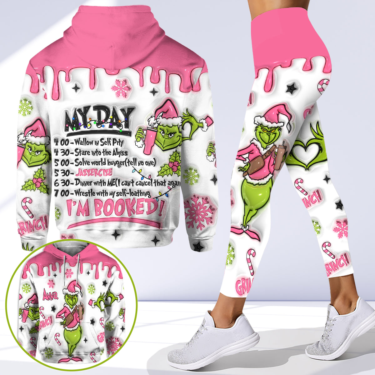 Je suis réservé(e) - Sweat à capuche et legging personnalisés « Étole de Noël »
