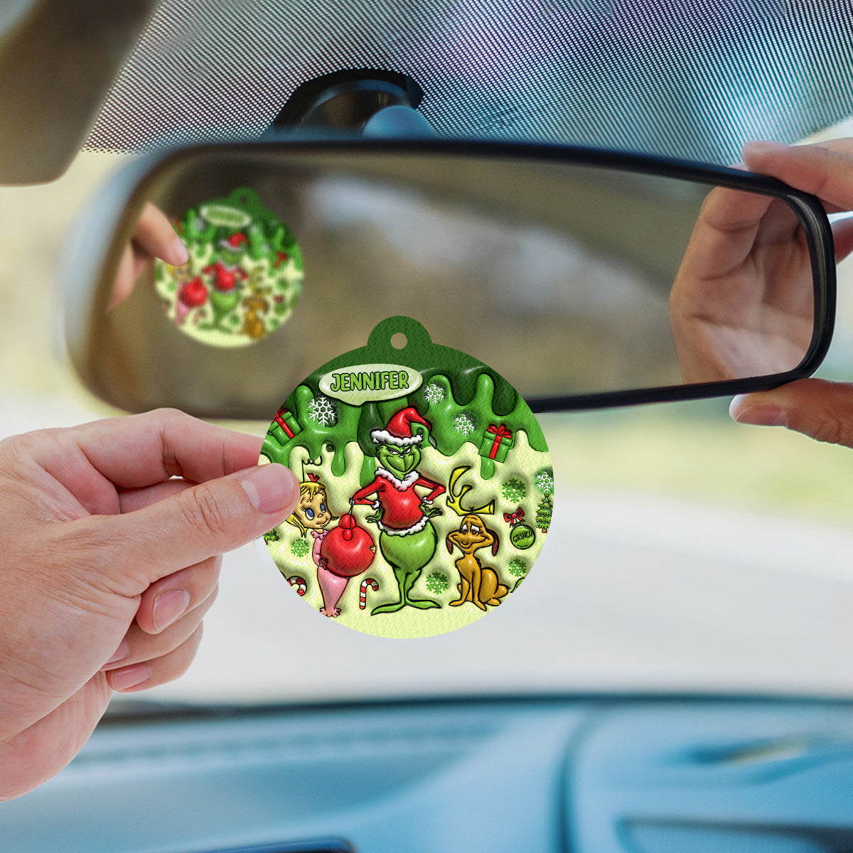 Joyeux Noël - Désodorisant rond personnalisé en forme d'étole de Noël