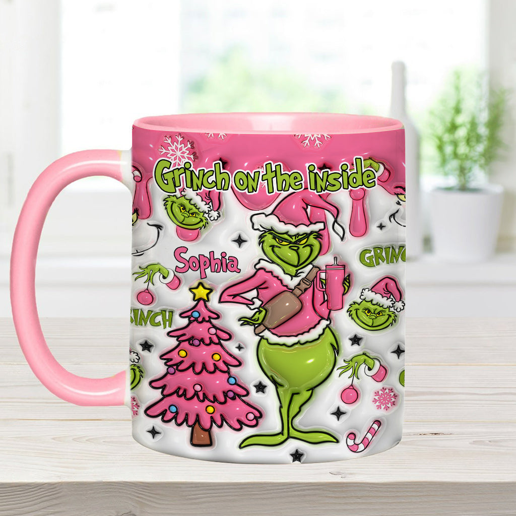 Grincheux à l'intérieur - Mug personnalisé avec étole de Noël