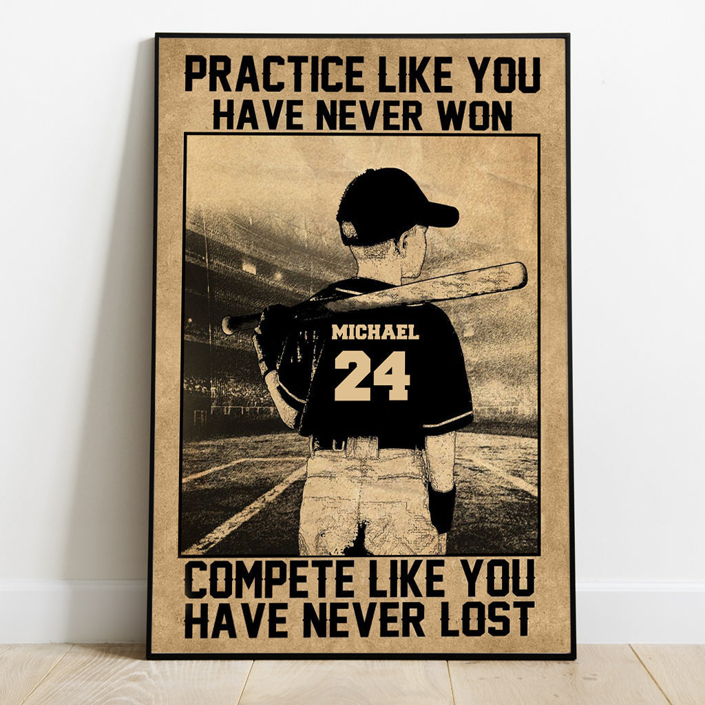 Entraîne-toi comme si tu n'avais jamais gagné - Toile et affiche de baseball personnalisées