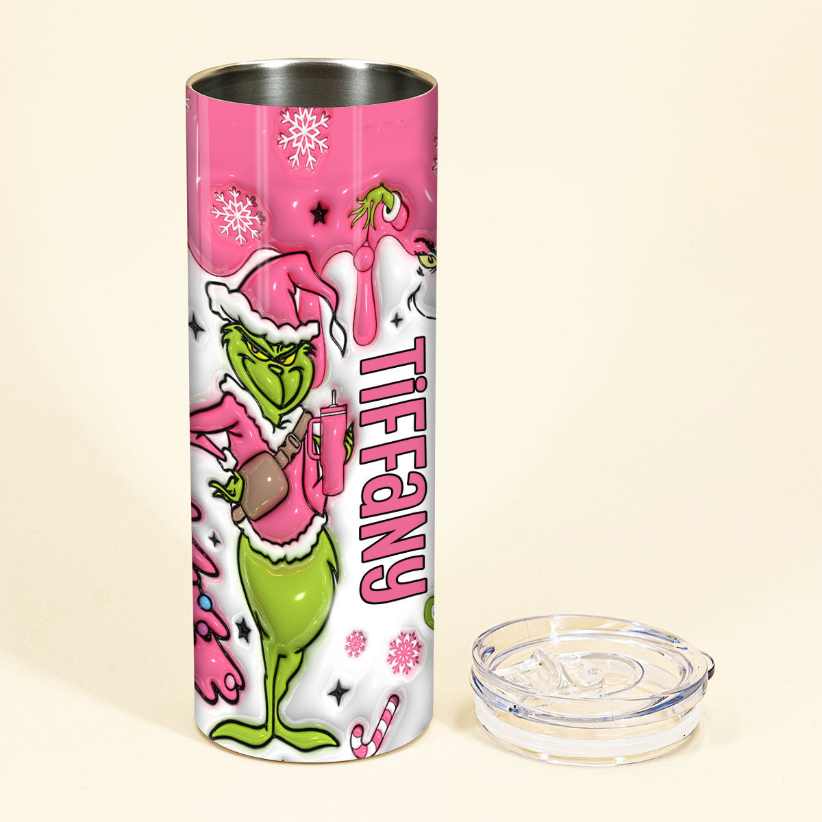 Merry Grinchmas - Personalized Stole Christmas Skinny Tumbler