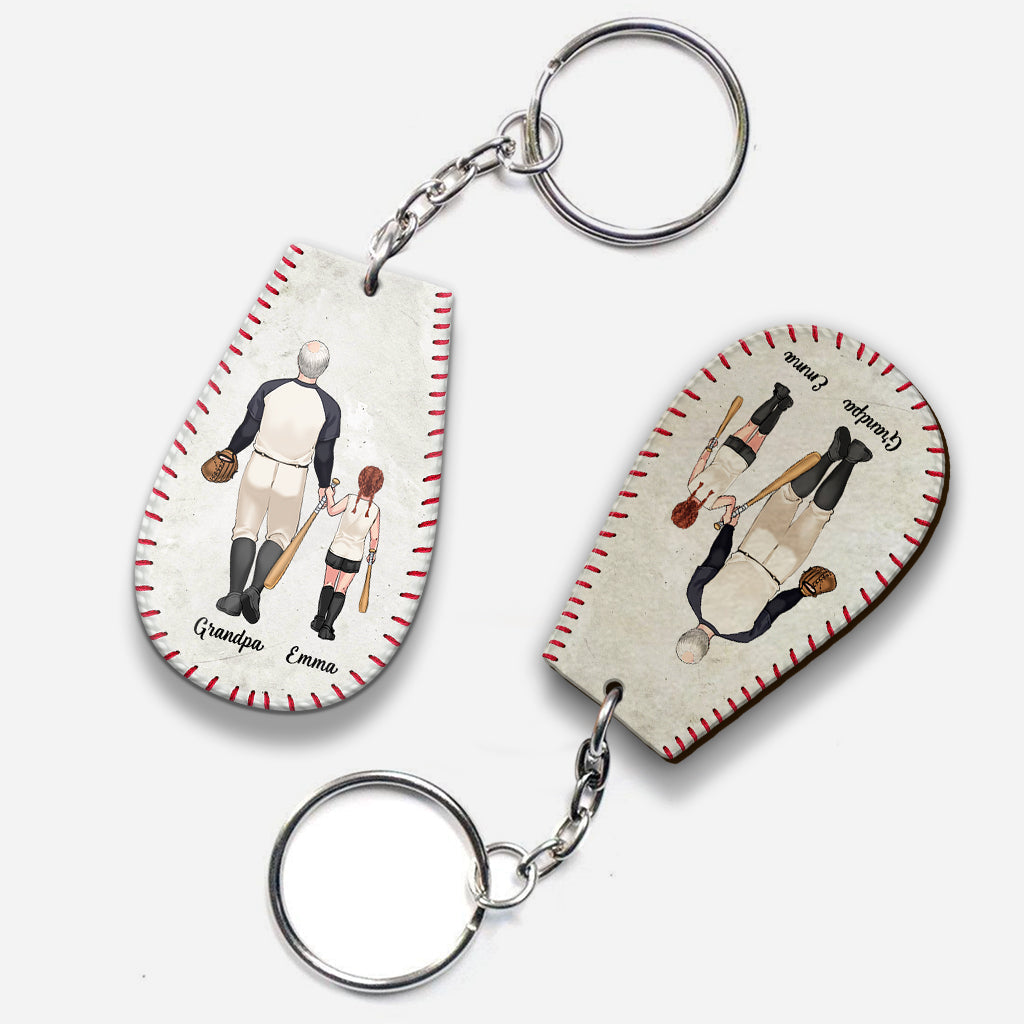 #1 Papa de baseball - Cadeau de baseball pour papa ou grand-père - Porte-clés personnalisé