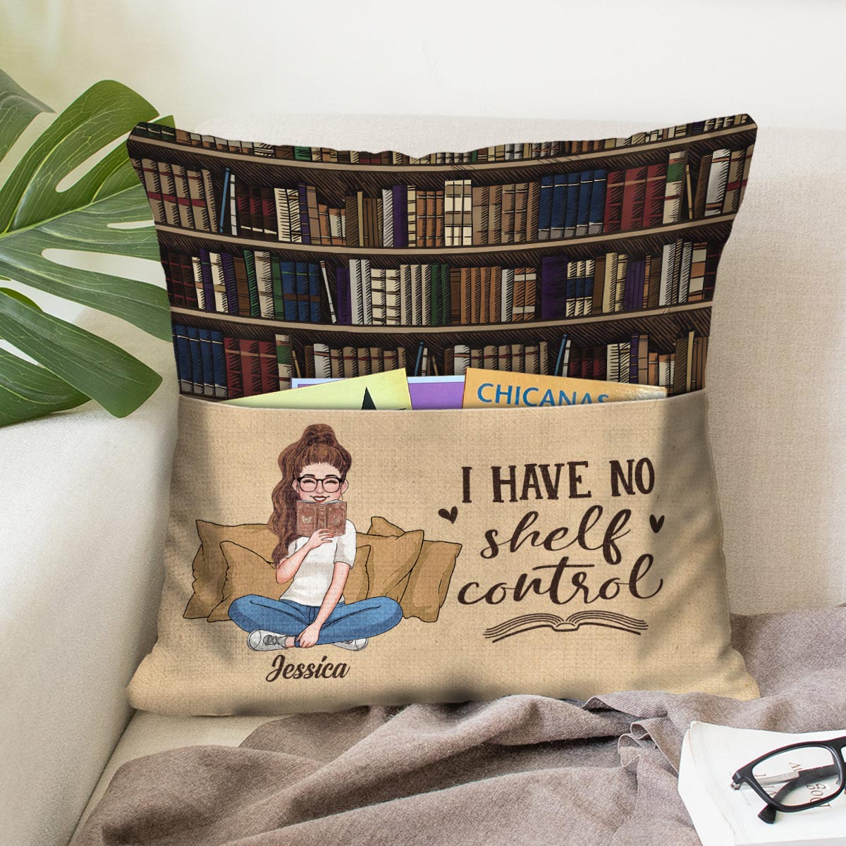 Je n'ai aucun contrôle sur mes étagères - Coussin de poche à livres personnalisé