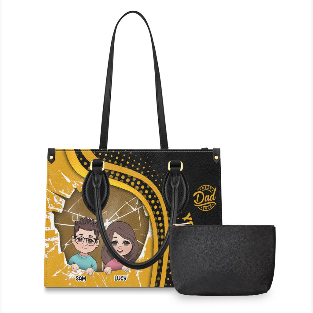 Meilleur papa du monde - Sac à main en cuir personnalisé pour papa