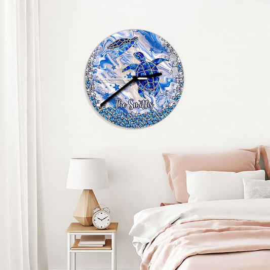 Horloge murale personnalisée Tortues bleues