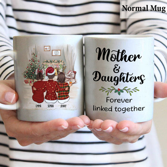 Mère et filles liées pour toujours - Mug personnalisé pour maman