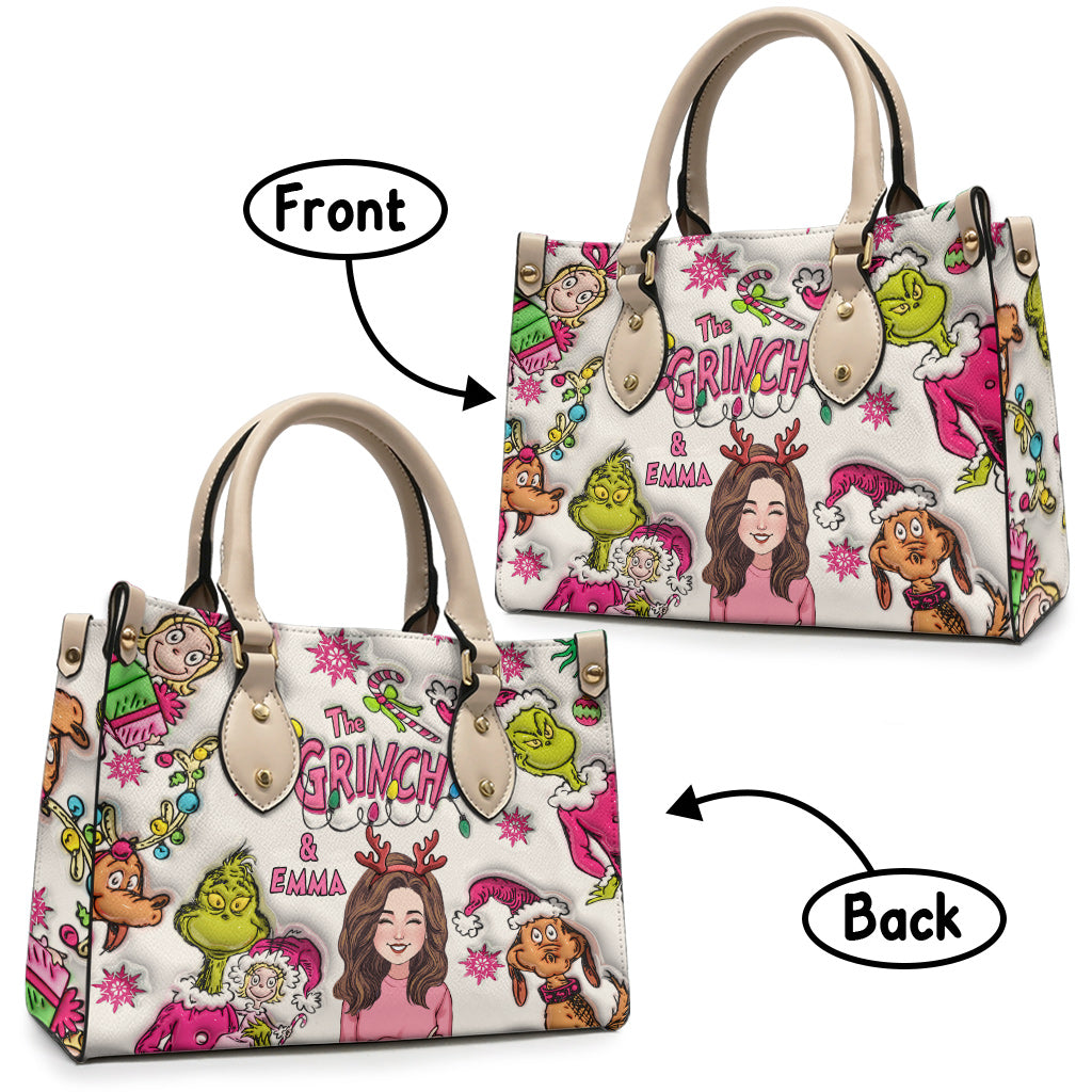 The Grinch & Me - Personalized Stole Christmas Leather Handbag