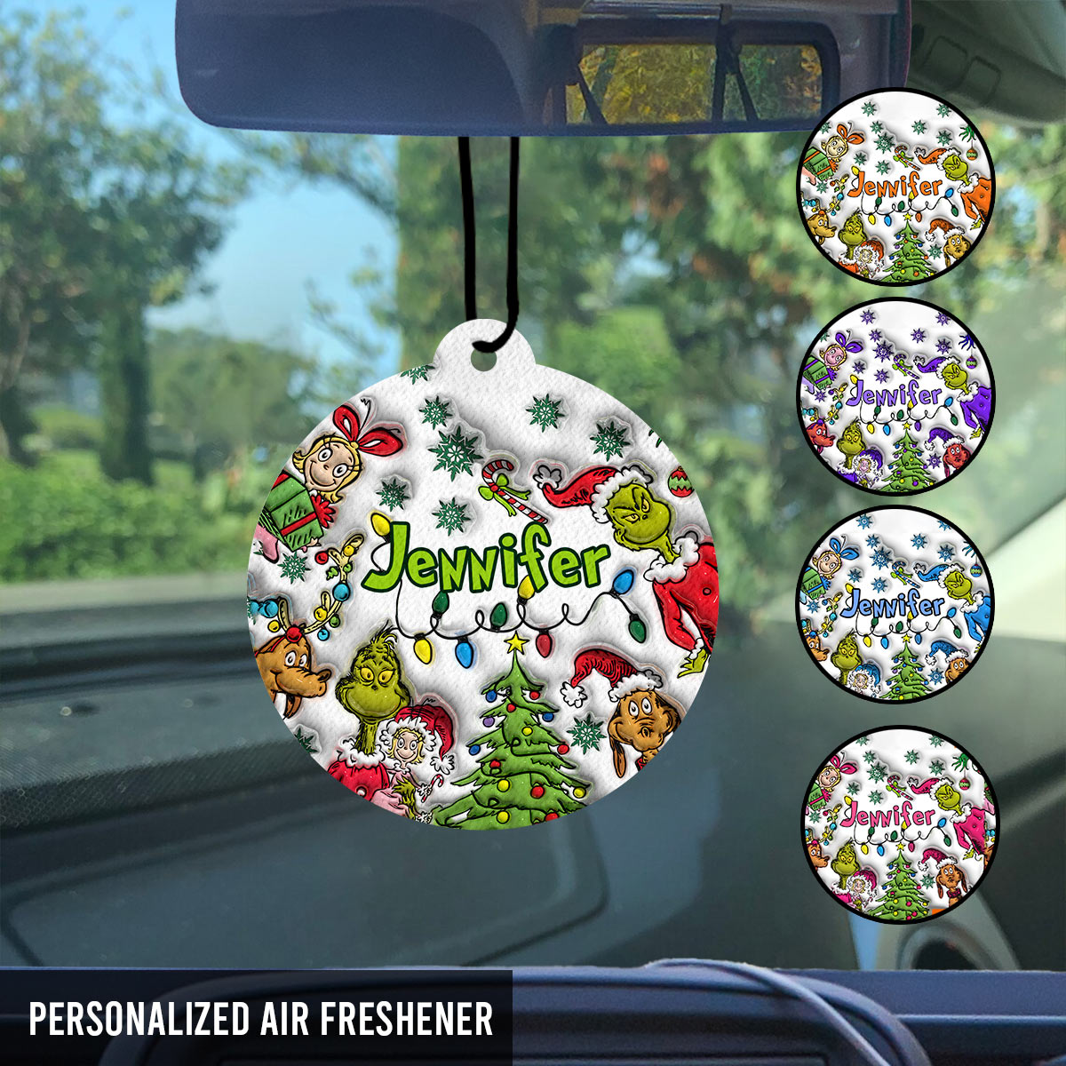 Joyeux Noël - Désodorisant rond personnalisé en forme d'étole de Noël