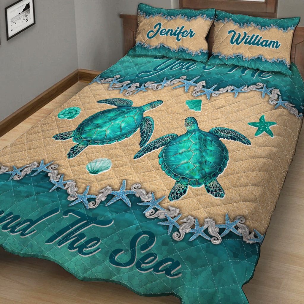 Salty Lil' Beach - Ensemble de courtepointe personnalisé avec tortue