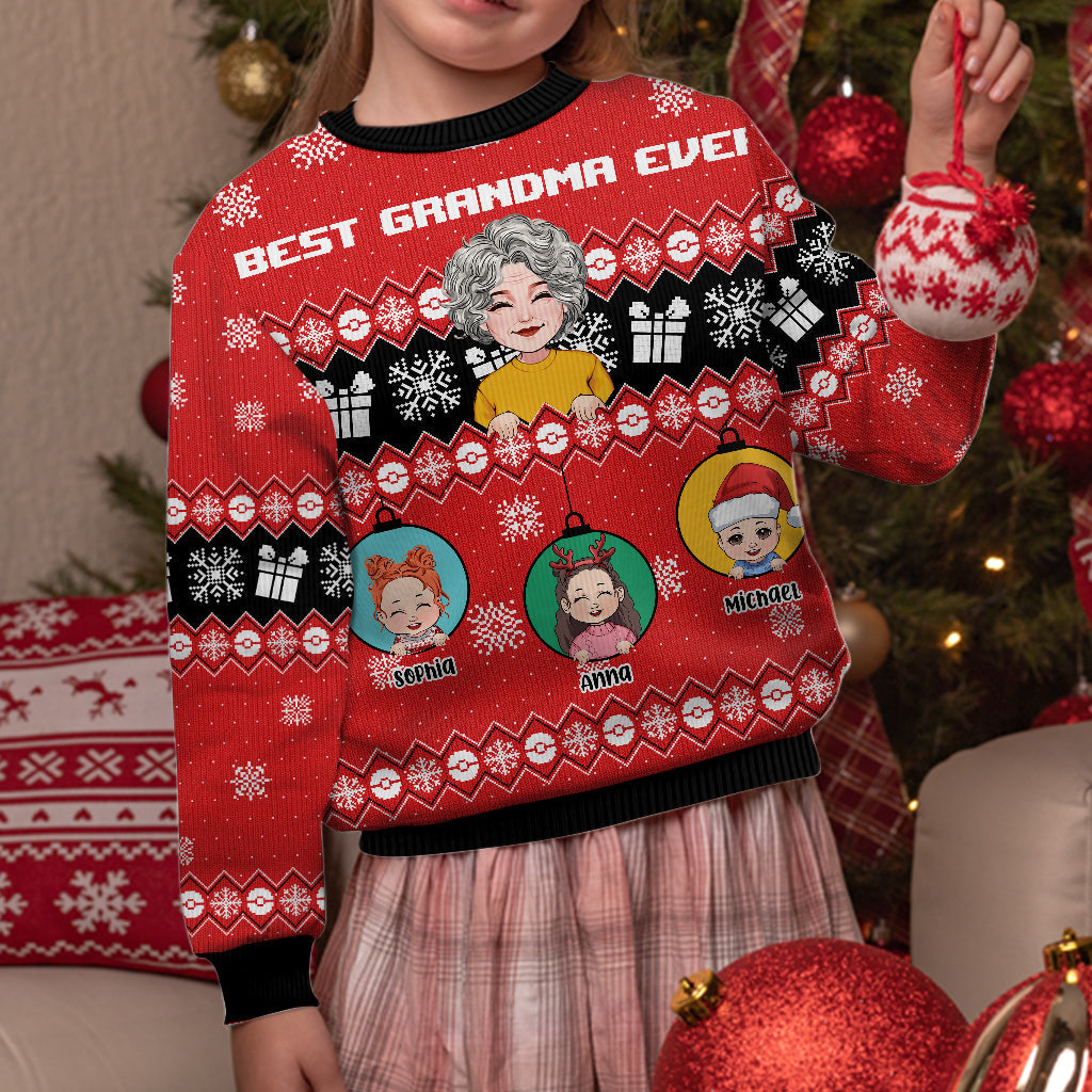 Meilleure grand-mère du monde - Pull moche personnalisé pour grand-mère