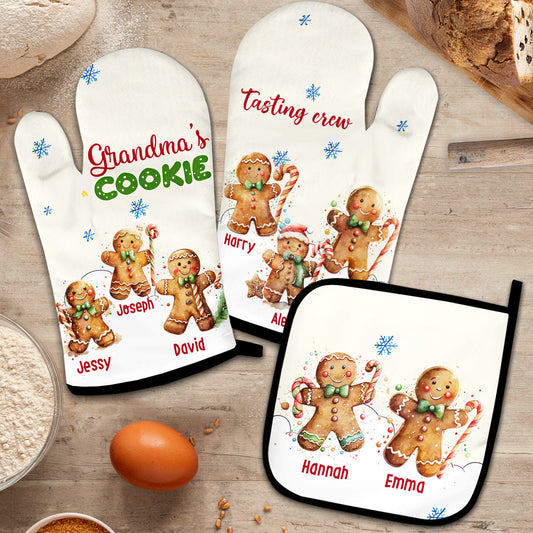 Grandma’s Cookies Tasting Crew - Personalized Grandma Oven Mitts & Pot Holder Set