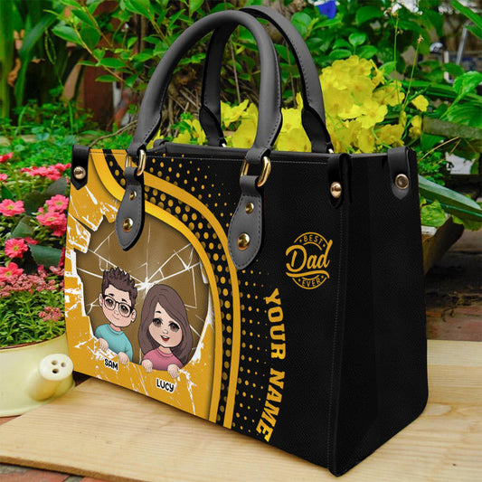 Meilleur papa du monde - Sac à main en cuir personnalisé pour papa