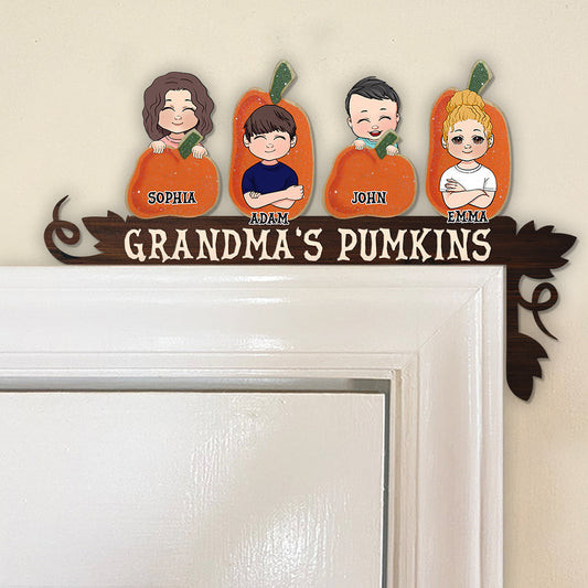 Citrouille de grand-mère - Décoration de cadre de porte personnalisée pour grand-mère