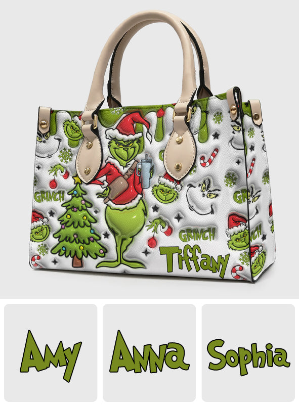 Joyeux Grinchmas - Étole de Noël personnalisée en cuir
