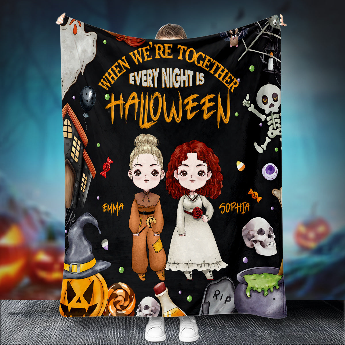 When We're Together Every Night Is Halloween - Personalized Bestie Blanket