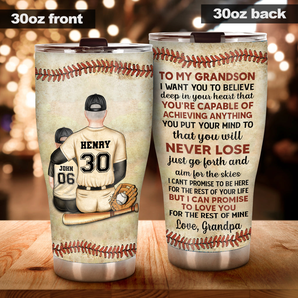 Je veux que tu y croies profondément - Cadeau de baseball pour fils, fille, petite-fille, petit-fils - Gobelet personnalisé