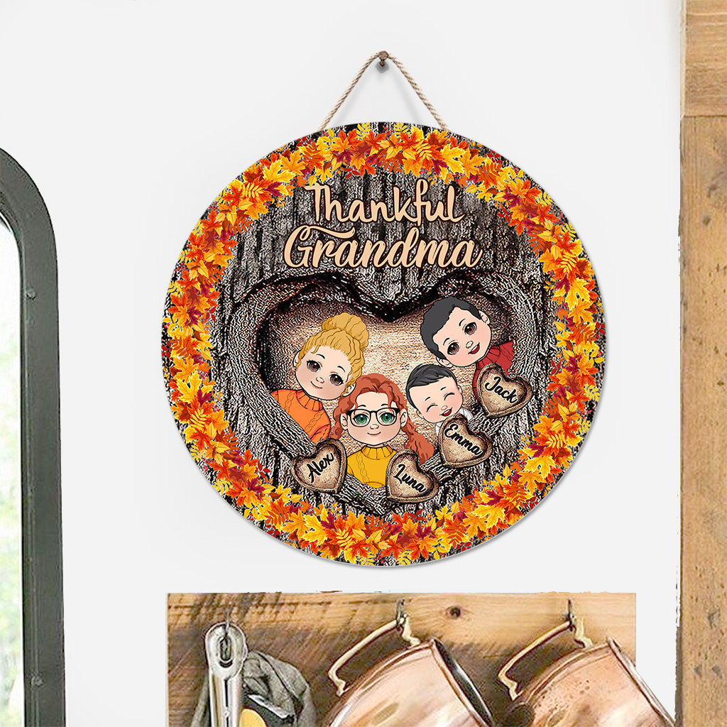Grand-mère reconnaissante - Cadeau pour grand-mère - Panneau rond en bois personnalisé