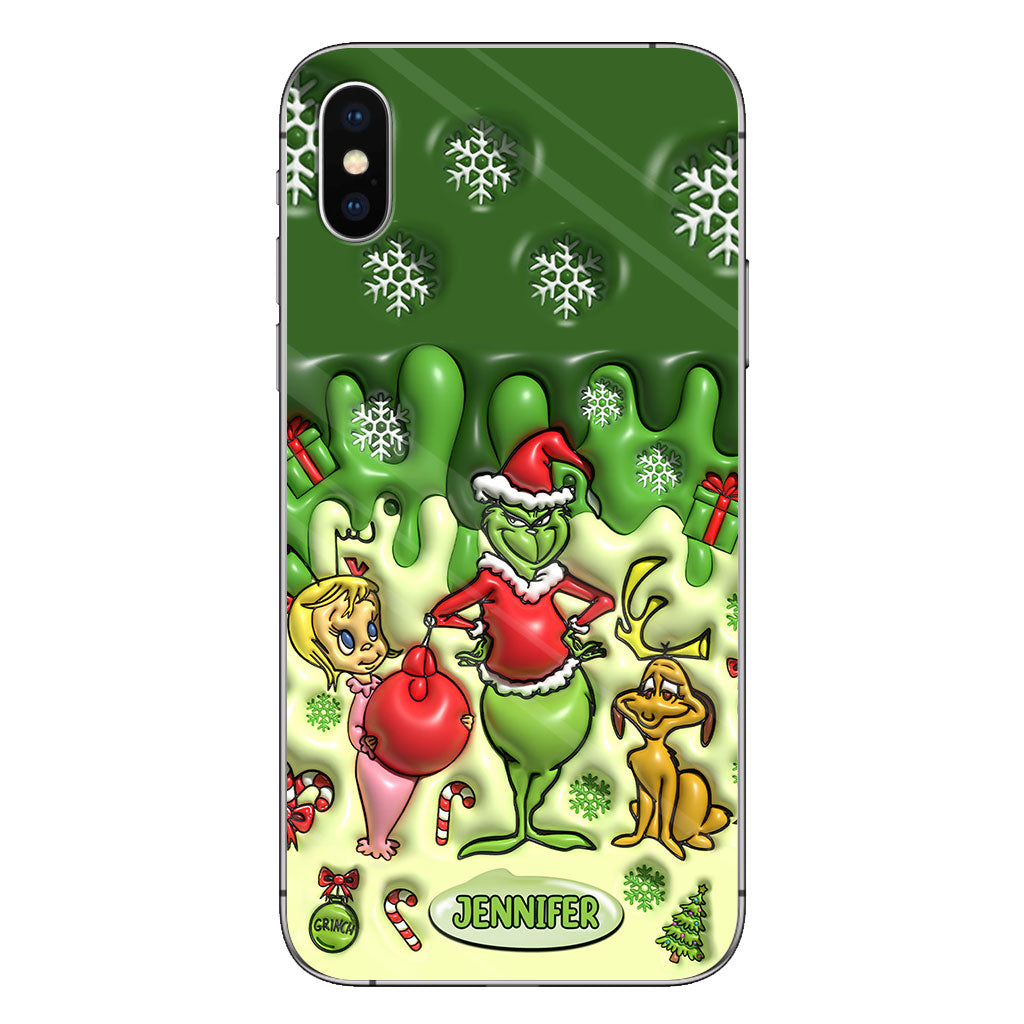 Joyeux Grinchmas - Coque de téléphone personnalisée avec étole de Noël