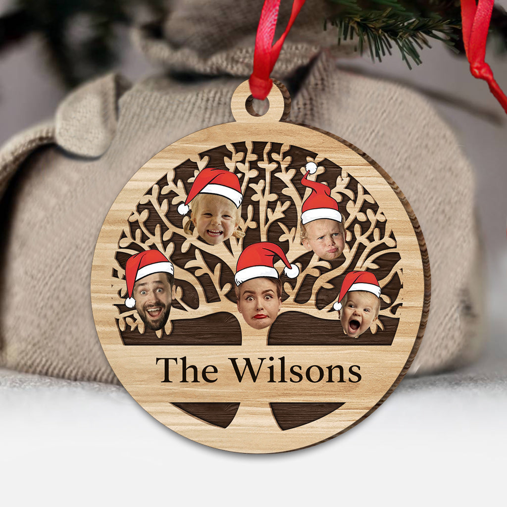 Sapin de Noël personnalisé avec nom de famille - Décoration de Noël multicolore