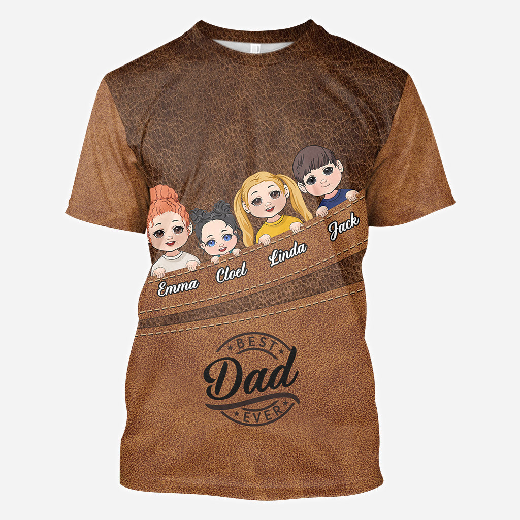 Meilleur papa/grand-mère/grand-père/maman du monde - T-shirt personnalisé intégral pour papa