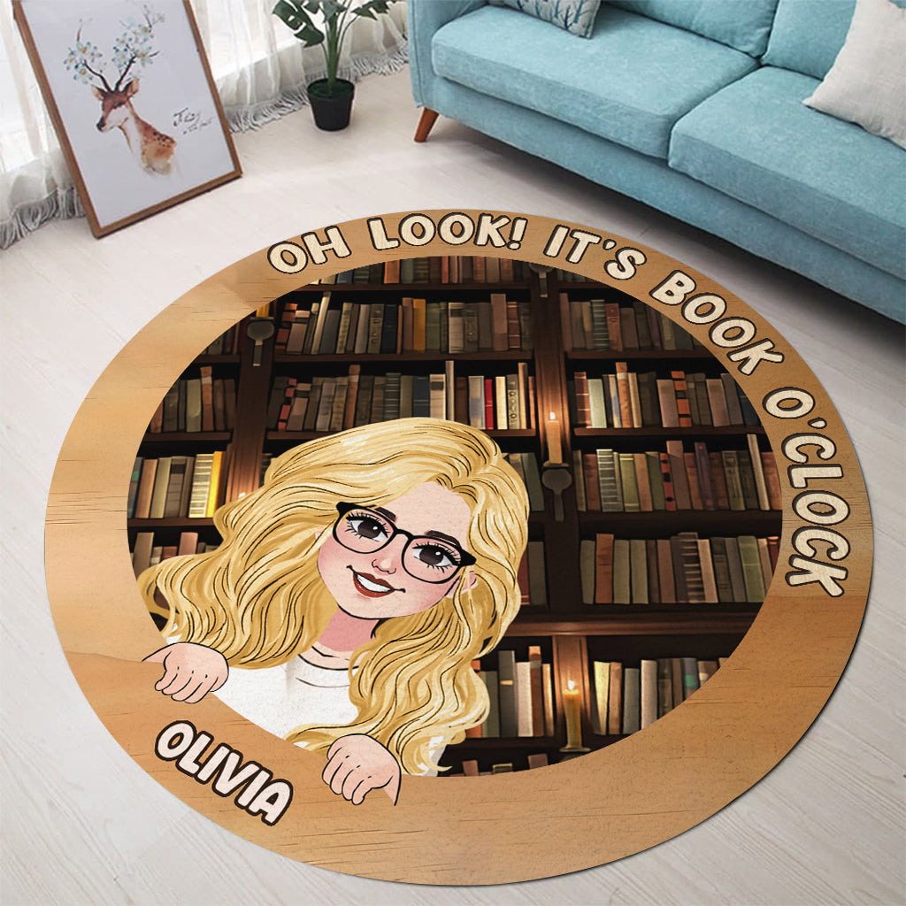 C'est l'heure du livre ! - Tapis rond personnalisé en forme de livre