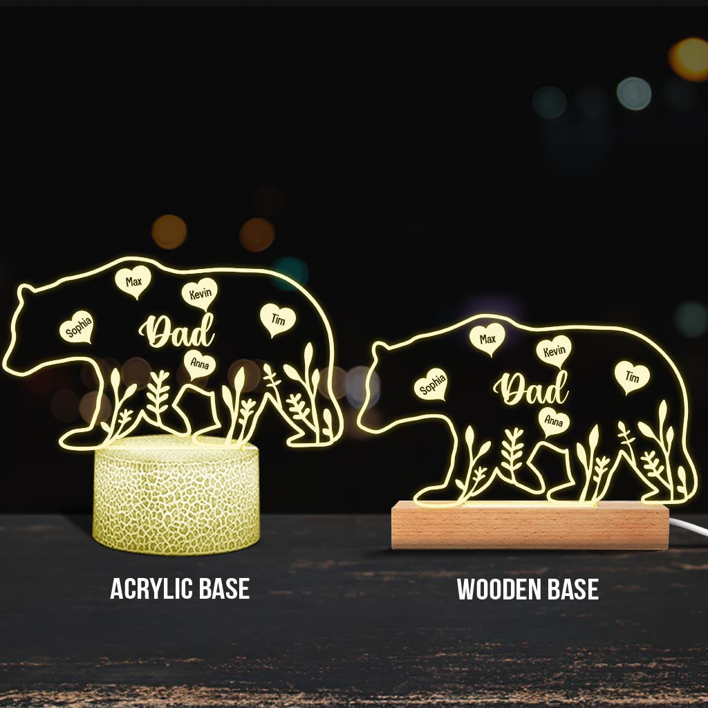 Maman Ours - Cadeau pour maman, papa, grand-mère, grand-père - Plaque lumineuse personnalisée