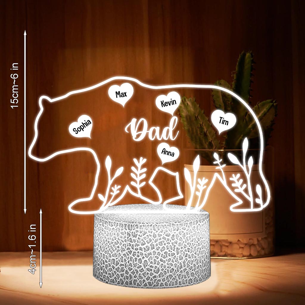 Maman Ours - Cadeau pour maman, papa, grand-mère, grand-père - Plaque lumineuse personnalisée