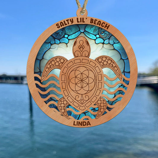 Océan coloré - Attrape-soleil tortue personnalisé