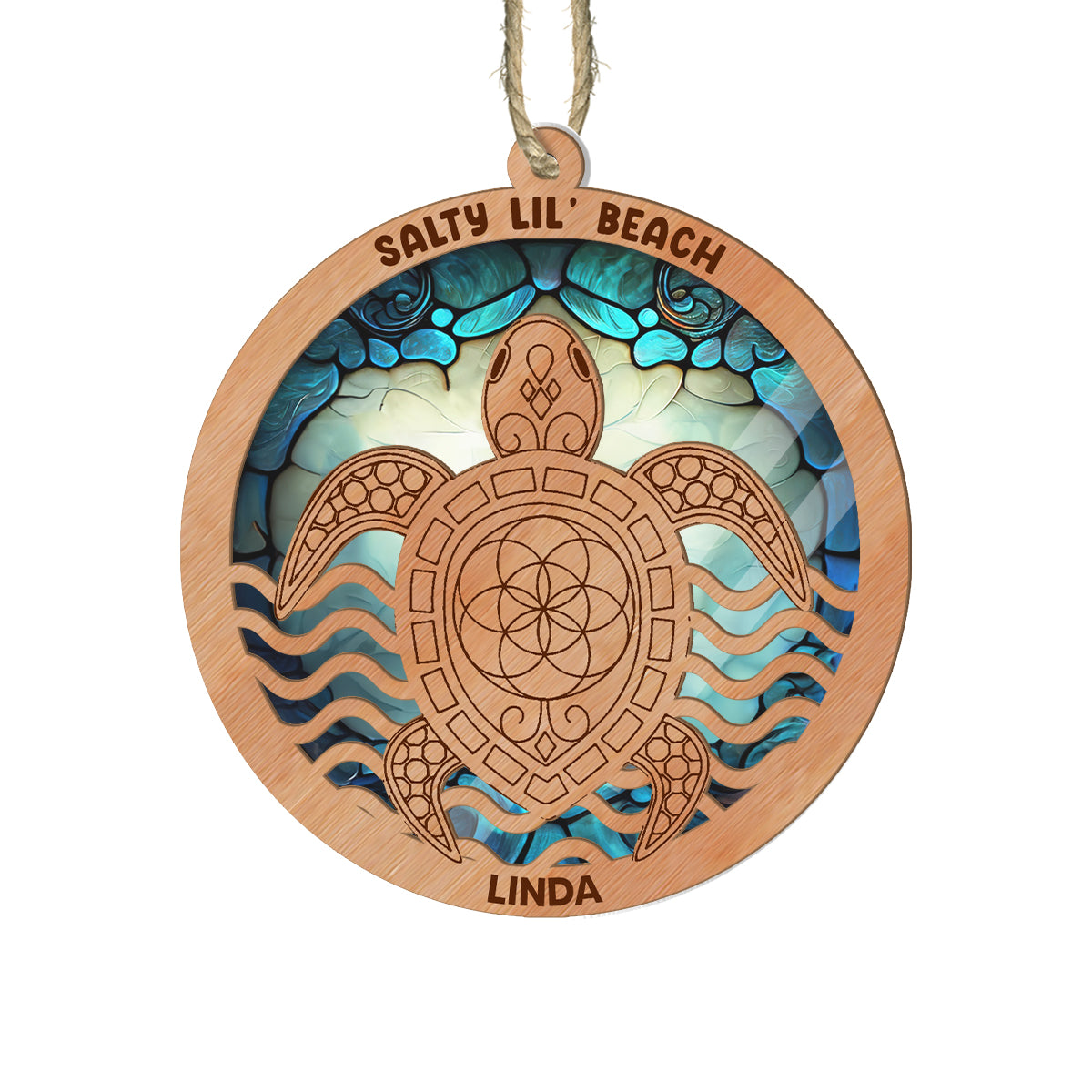 Océan coloré - Attrape-soleil tortue personnalisé