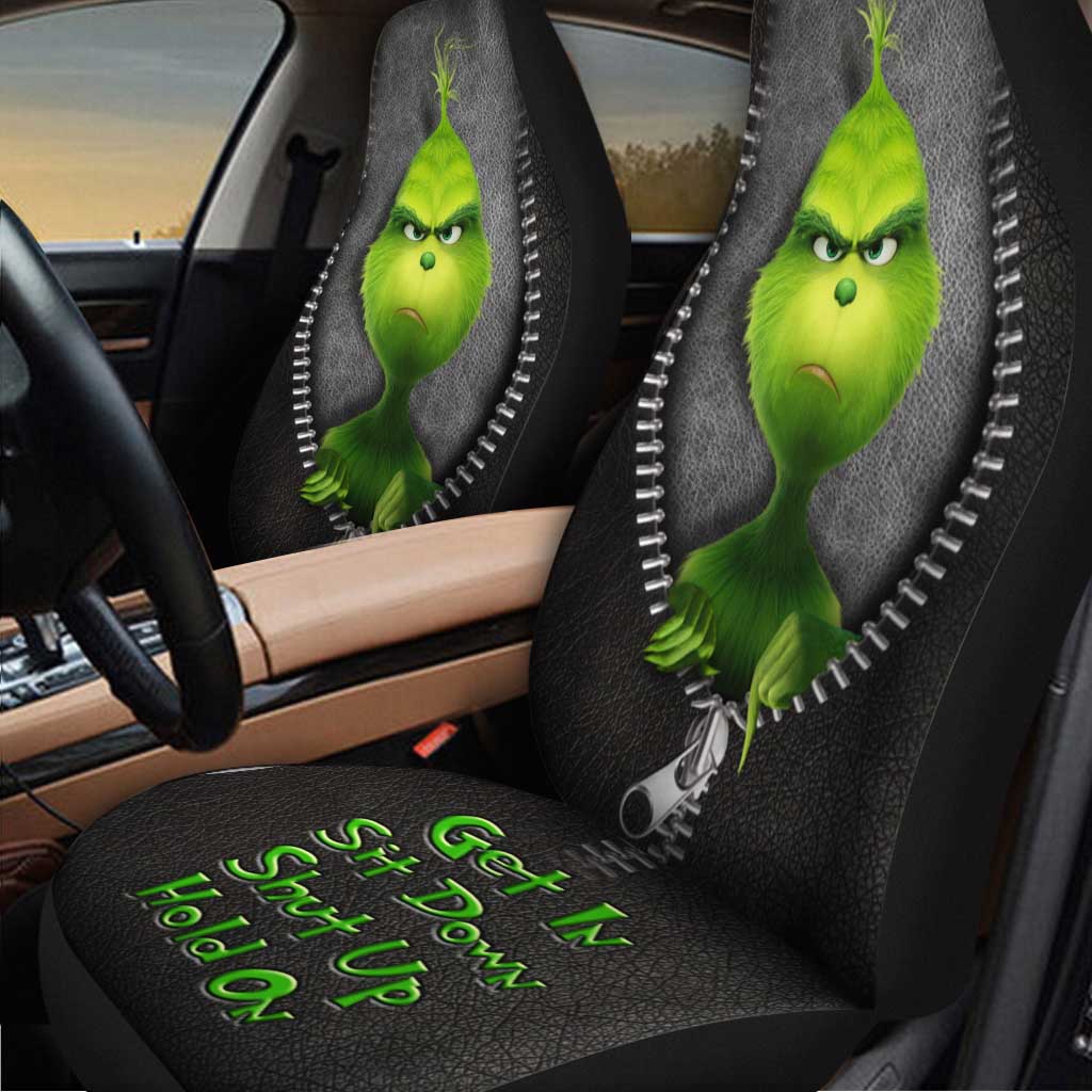 Get In Sit Down Shut Up Hold On Mischief - Seat Covers With Leather Pattern Print