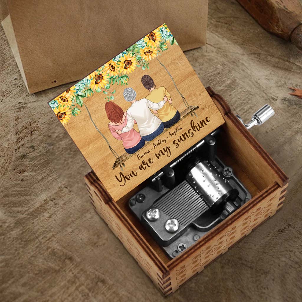 Tu es mon rayon de soleil - Boîte à musique à manivelle personnalisée pour la fête des mères