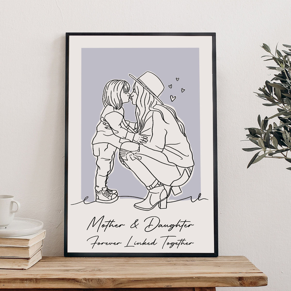 Portrait au trait personnalisé - Toile et affiche personnalisées pour maman