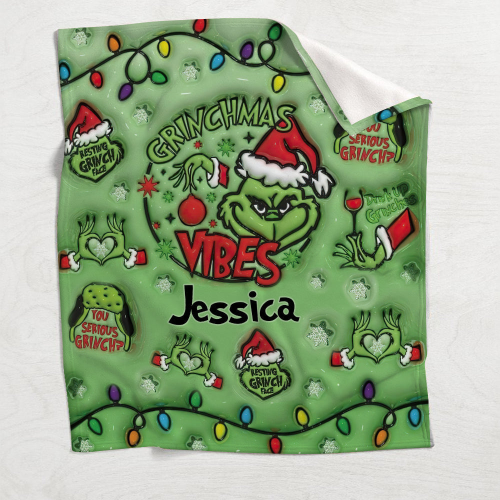 Merry Grinchmas - Personalized Stole Christmas Blanket