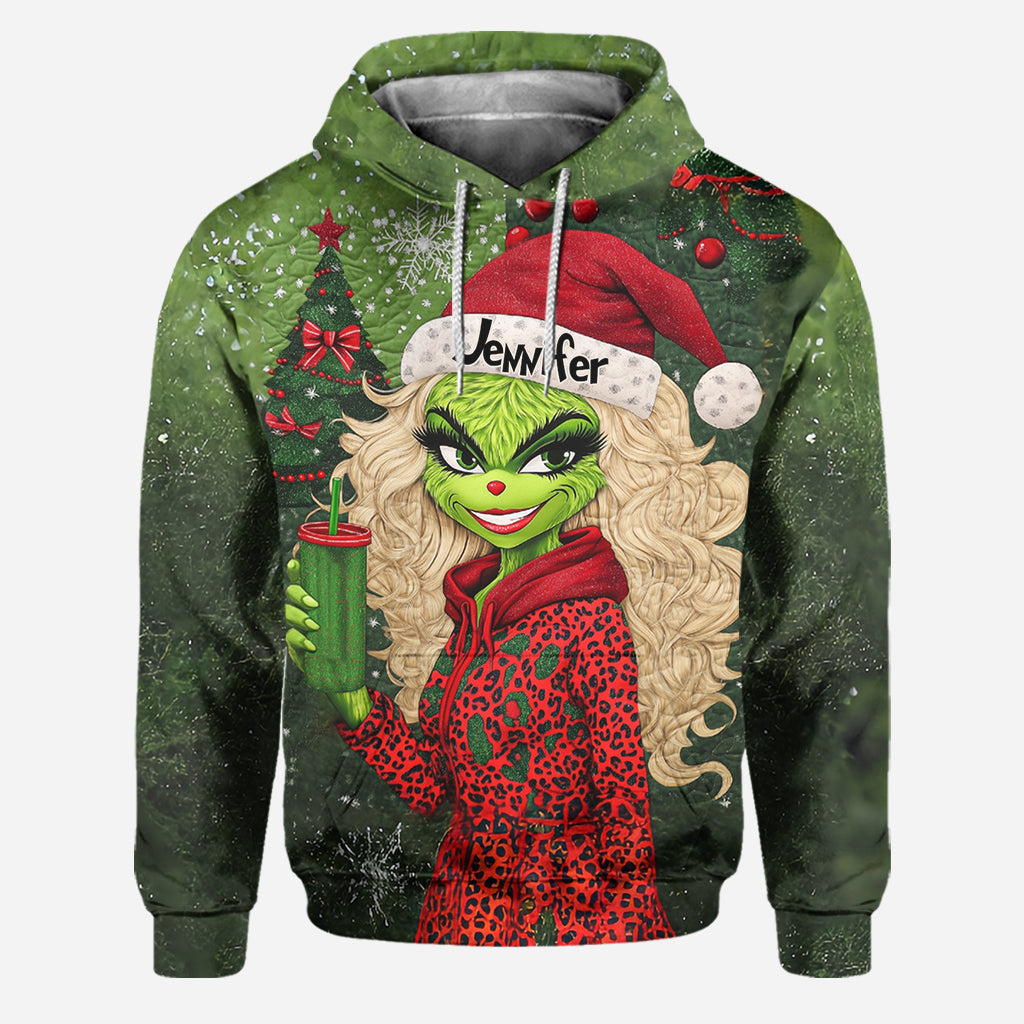 Magnifique Dame Verte - Étole personnalisée, sweat à capuche et leggings de Noël