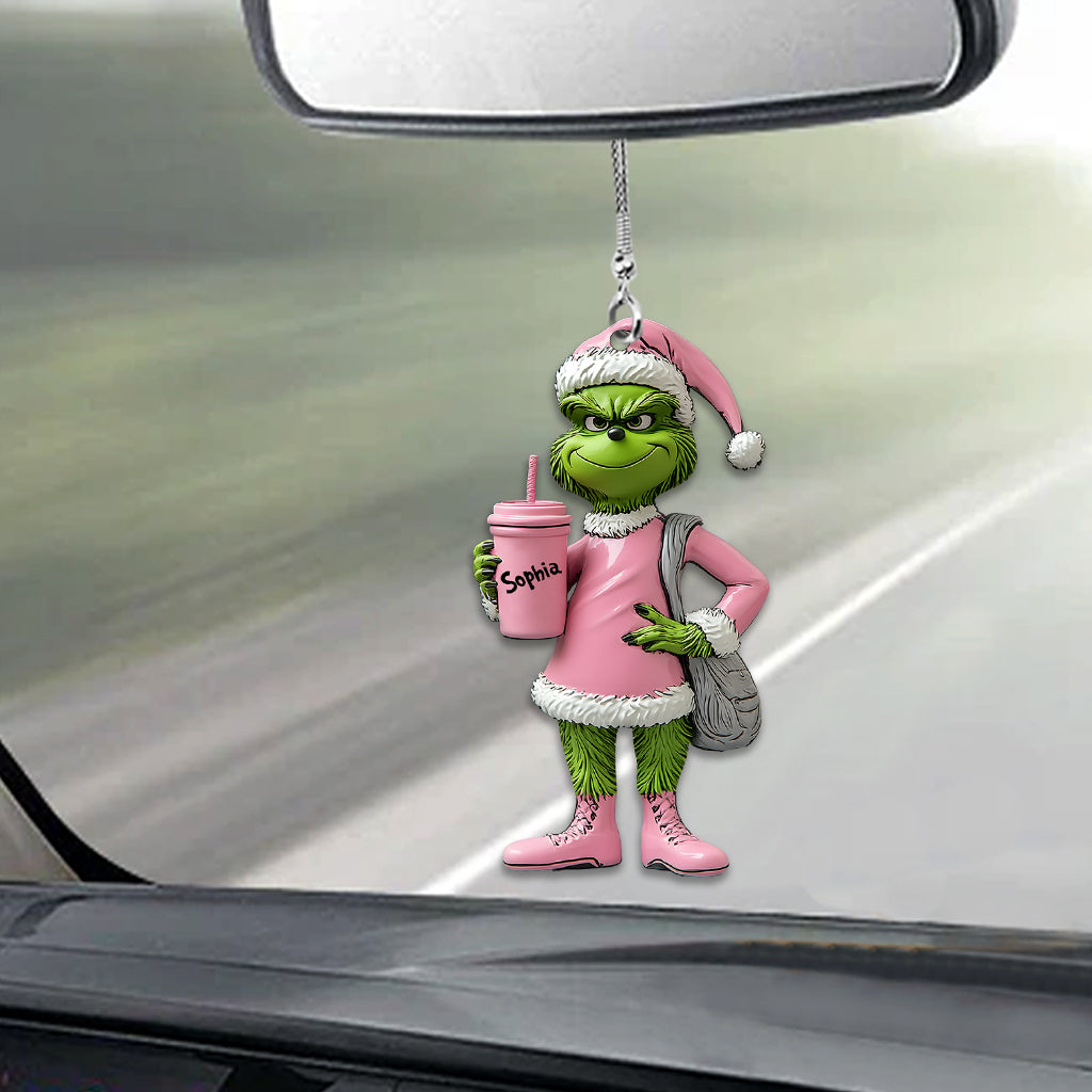 Grinchy Green Lady - Personalized Stole Christmas Car Ornament