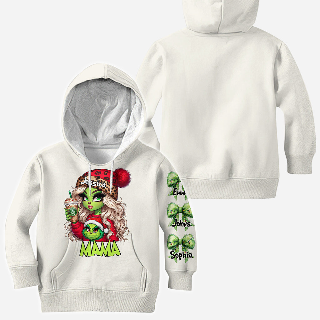 T-shirt personnalisé « Noël Grinchy » avec motif étole de Noël, disponible en plusieurs titres.