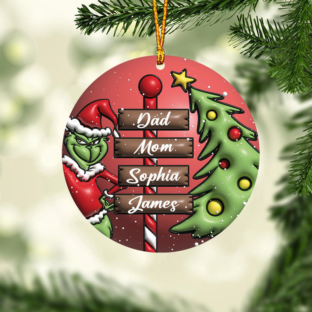 Merry Grinchmas Family - Personalized Stole Christmas Ornament