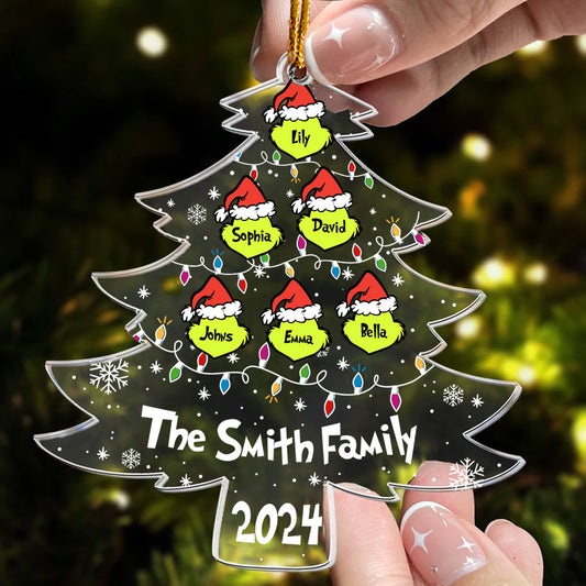 Grinch Family - Personalized Stole Christmas Transparent Ornament