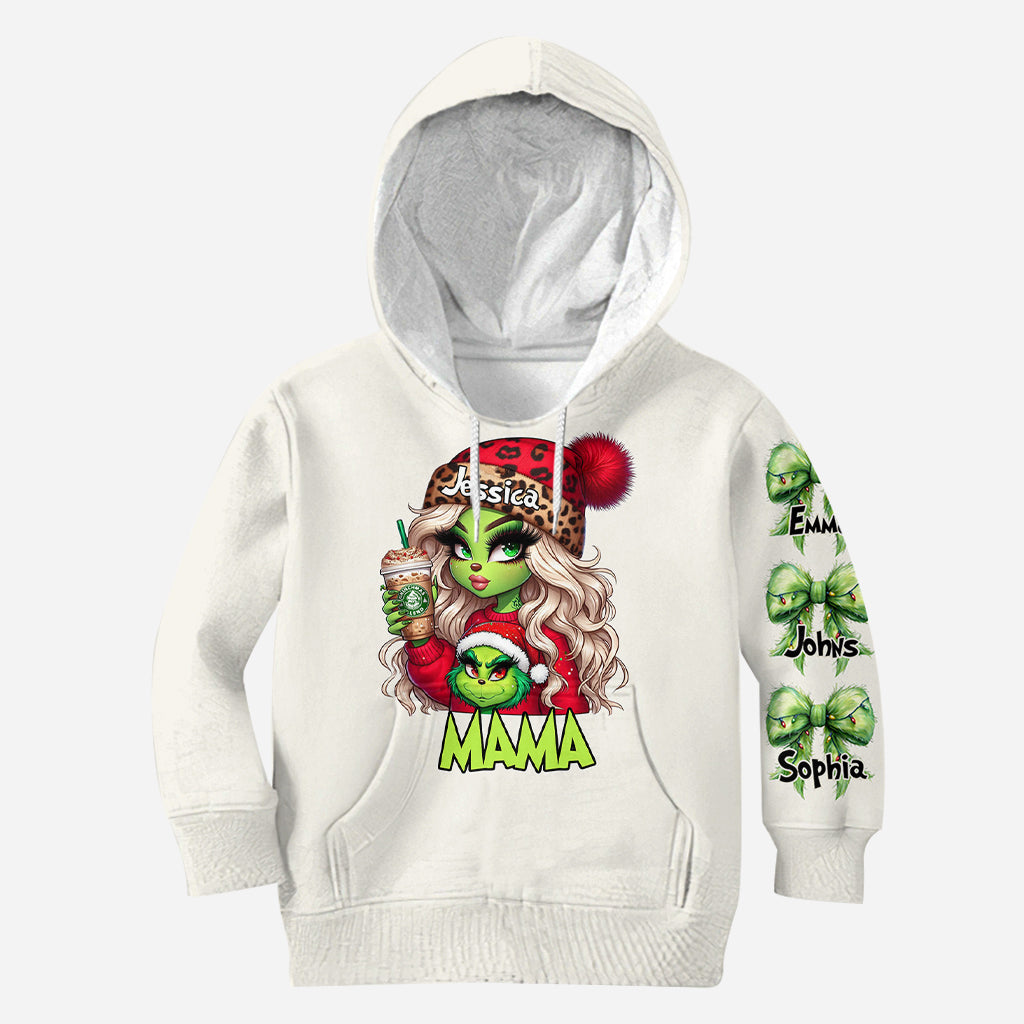 T-shirt personnalisé « Noël Grinchy » avec motif étole de Noël, disponible en plusieurs titres.