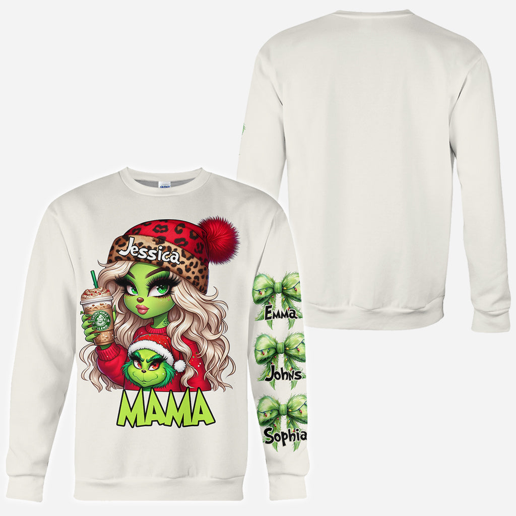 T-shirt personnalisé « Noël Grinchy » avec motif étole de Noël, disponible en plusieurs titres.