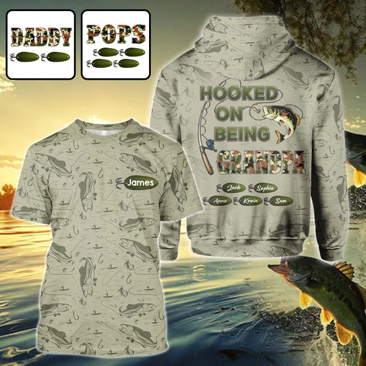 Accro à être papa/grand-père... - T-shirt de pêche personnalisé