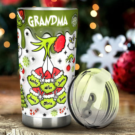 Any Title Green Snowflakes - Personalized Stole Christmas Tumbler