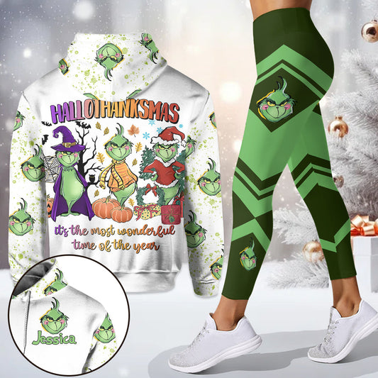Happy Hallothanksmas - Personalized Stole Christmas Hoodie and Leggings