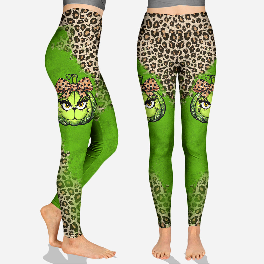 Citrouille verte - Sweat à capuche et leggings personnalisés avec étole de Noël