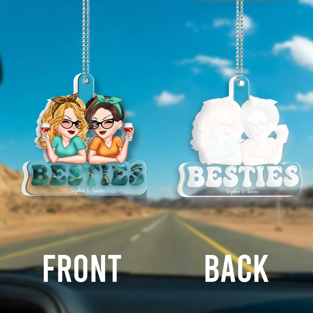 Meilleures amies pour toujours - Ornement de voiture personnalisé en forme de meilleure amie