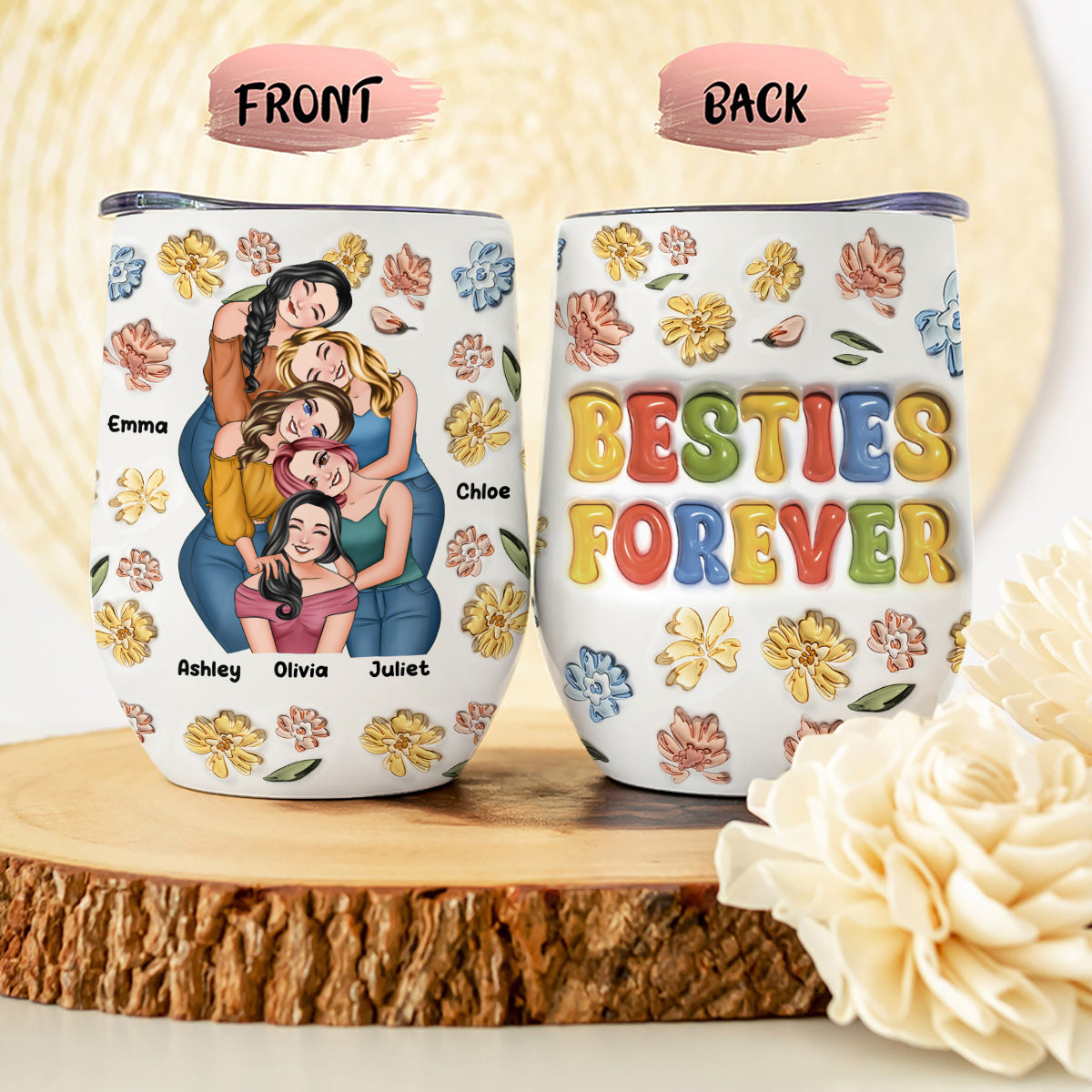 Besties Forever - Personalized Bestie Wine Tumbler