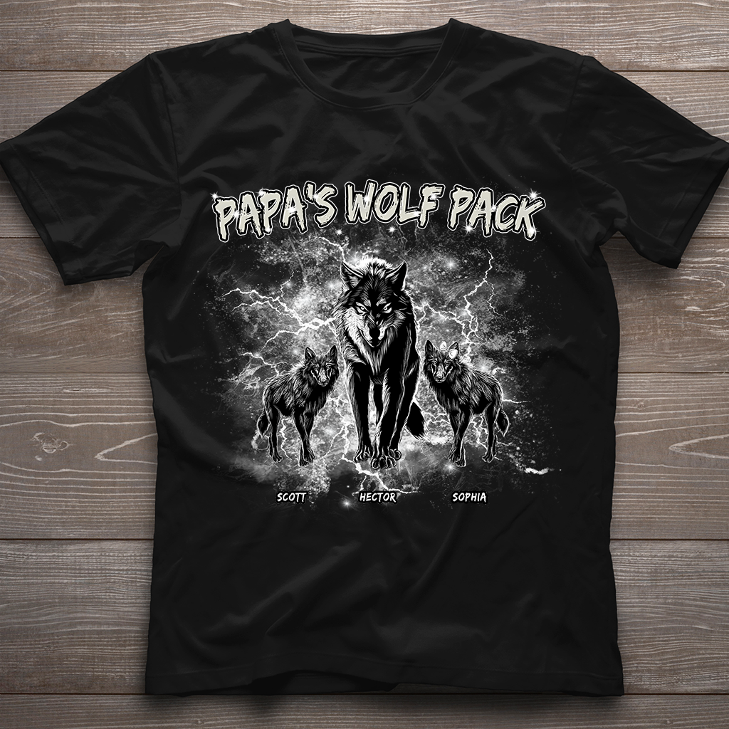 T-shirt et sweat à capuche personnalisés Papa's Wolf Pack Thunder Bootleg