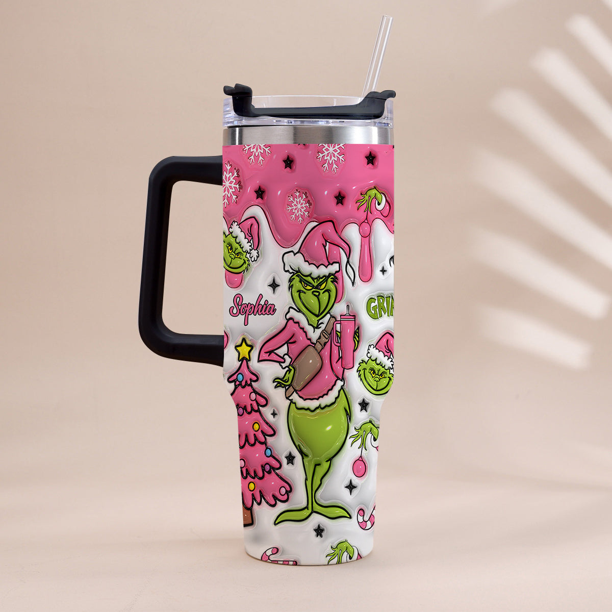 Merry Grinchmas - Personalized Stole Christmas Tumbler With Handle