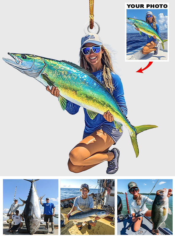 Ornement personnalisé avec photo - Ornement de pêche personnalisé en forme personnalisée